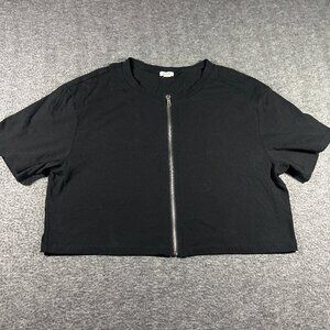 Garage‎ Black Cropped Tshirt Zipper Detail Size S Goth Grunge